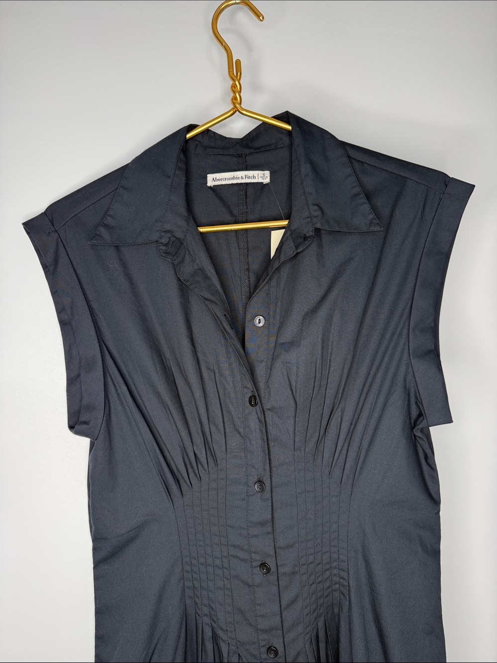 NWT Abercrombie & Fitch Black Midi Shirt Dress Size Small - Picture 7 of 11
